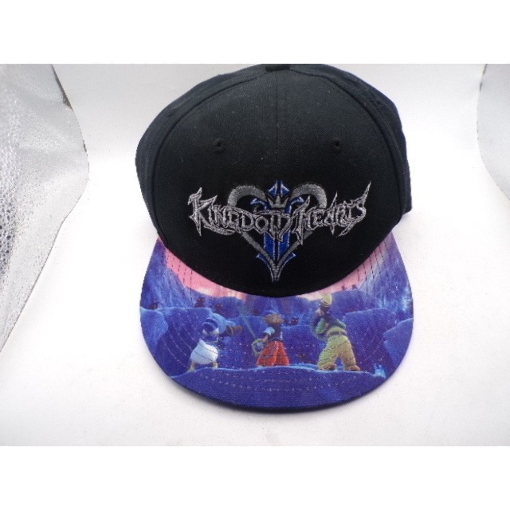 Disney Kingdom Hearts Snapback Hat Black Embroidered Logo Sora Donald Goofy